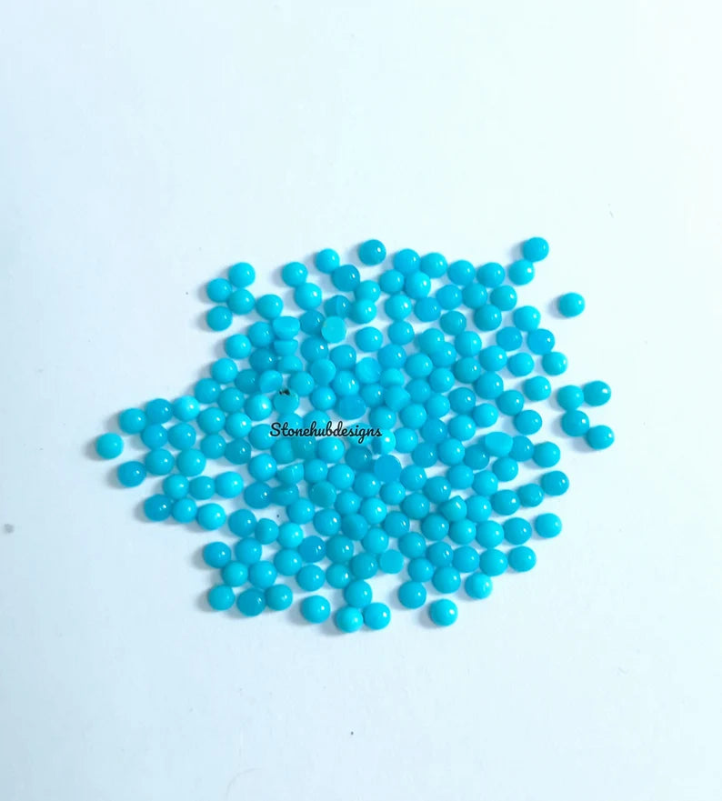 1MM, 1.25MM, 1.50MM, 1.75MM, 2MM Natural Turquoise Cabochon Round Gemstone, AAA Sleeping beauty Turquoise Smooth Round Cabs for Fine Jewelry