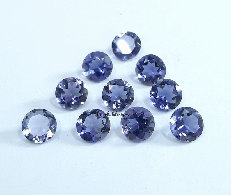 6MM, 7MM, 8MM Natural Iolite Faceted Round Cut Gemstone, AAA Quality Blue Iolite Faceted Iolite Loose Calibrated Cut Gemstone for Jewelry