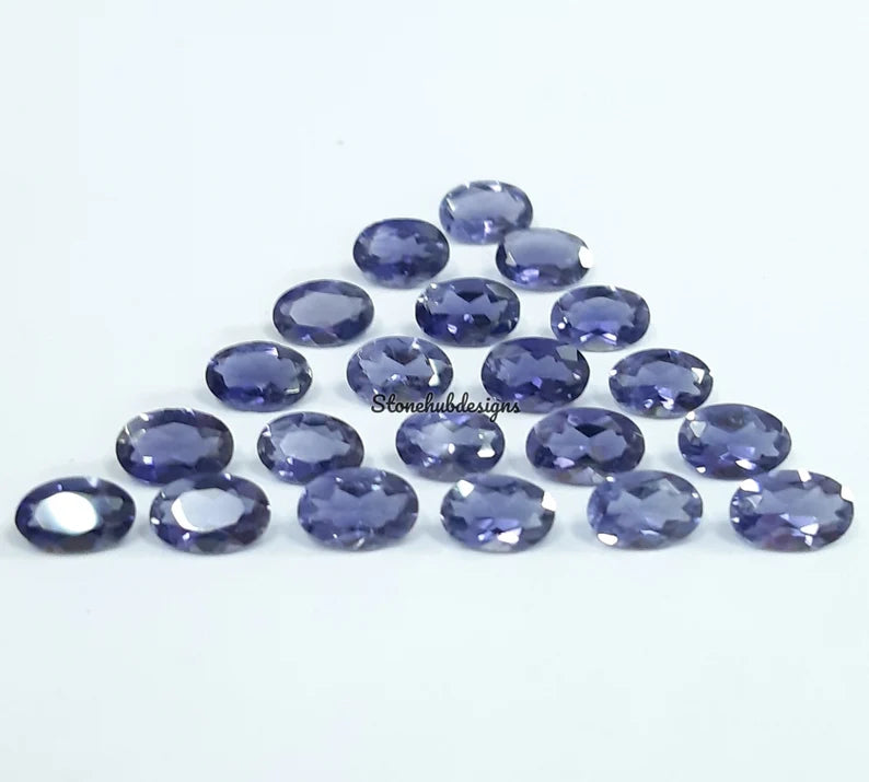 3x4MM, 3x5MM, 4x6MM Natural Iolite Faceted Oval Cut Gemstone, AAA Blue Iolite Faceted Oval Loose Calibrated Cut Gemstone for Jewelry