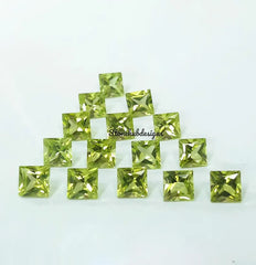 5MM, 6MM Natural Peridot Faceted Square Princess Cut Gemstone, AAA Green Peridot Faceted Square Princess Cut Calibrated Gemstone for jewelry