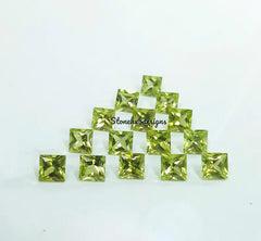 5MM, 6MM Natural Peridot Faceted Square Princess Cut Gemstone, AAA Green Peridot Faceted Square Princess Cut Calibrated Gemstone for jewelry