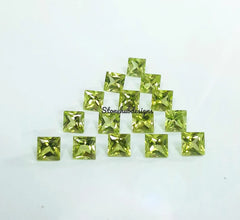 5MM, 6MM Natural Peridot Faceted Square Princess Cut Gemstone, AAA Green Peridot Faceted Square Princess Cut Calibrated Gemstone for jewelry