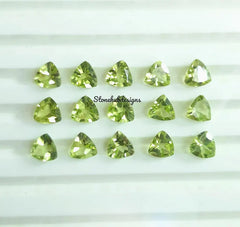 3MM, 4MM, 5MM Natural Peridot Faceted Trillion Cut gemstone, AAA Green Peridot Faceted Trillion Loose Calibrated Cut Gemstone For Jewelry