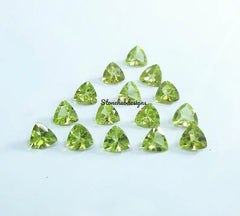 6MM, 7MM, 8MM Natural Peridot Faceted Trillion Cut gemstone, AAA Green Peridot Faceted Trillion Loose Calibrated Cut Gemstone For Jewelry
