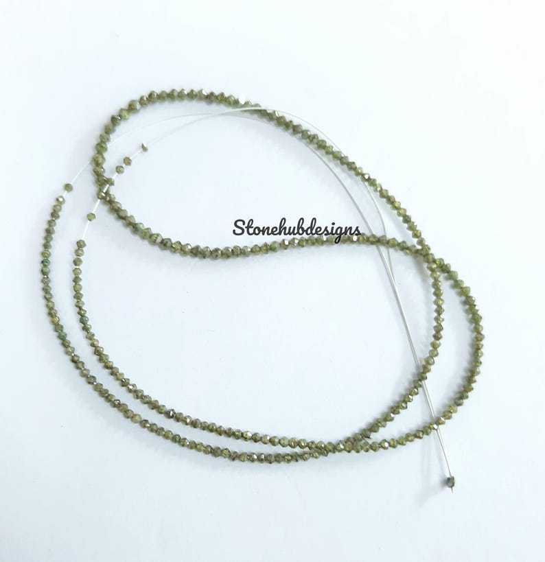 Natural Green Diamond Faceted Rondelle Beads, Diamond Necklace, AAA Green Diamond Faceted Beads for Jewelry, Green Diamond Beads