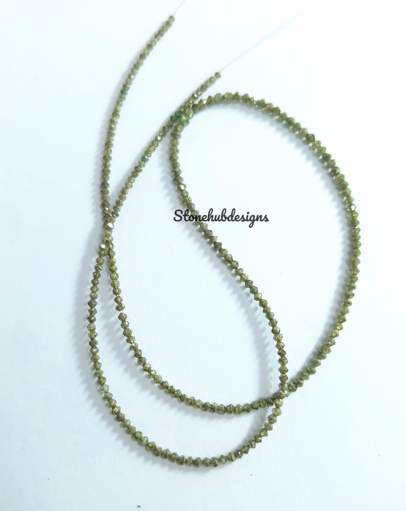 Natural Green Diamond Faceted Rondelle Beads, Diamond Necklace, AAA Green Diamond Faceted Beads for Jewelry, Green Diamond Beads