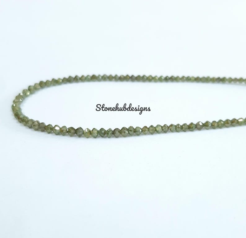 Natural Green Diamond Faceted Rondelle Beads, Diamond Necklace, AAA Green Diamond Faceted Beads for Jewelry, Green Diamond Beads