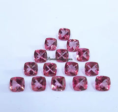 7MM, 8MM, 9MM, 10MM Natural Pink Topaz Faceted Cushion Cut Gemstone, AAA Pink Topaz faceted Cushion Loose Calibrated Cut Stone for Jewelry
