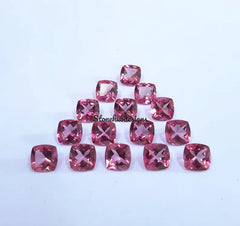 7MM, 8MM, 9MM, 10MM Natural Pink Topaz Faceted Cushion Cut Gemstone, AAA Pink Topaz faceted Cushion Loose Calibrated Cut Stone for Jewelry
