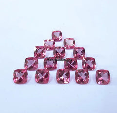 7MM, 8MM, 9MM, 10MM Natural Pink Topaz Faceted Cushion Cut Gemstone, AAA Pink Topaz faceted Cushion Loose Calibrated Cut Stone for Jewelry