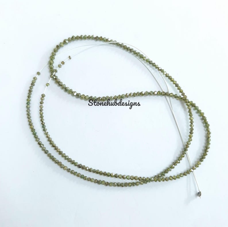 Natural Green Diamond Faceted Rondelle Beads, Diamond Necklace, AAA Green Diamond Faceted Beads for Jewelry, Green Diamond Beads