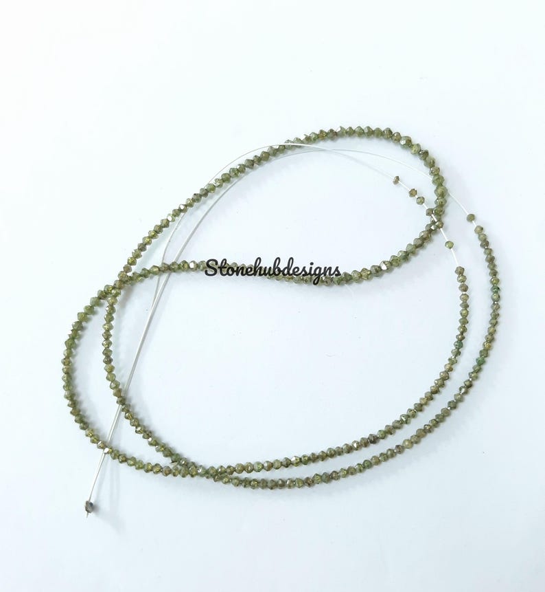 Natural Green Diamond Faceted Rondelle Beads, Diamond Necklace, AAA Green Diamond Faceted Beads for Jewelry, Green Diamond Beads