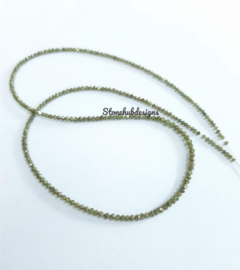 Natural Green Diamond Faceted Rondelle Beads, Diamond Necklace, AAA Green Diamond Faceted Beads for Jewelry, Green Diamond Beads