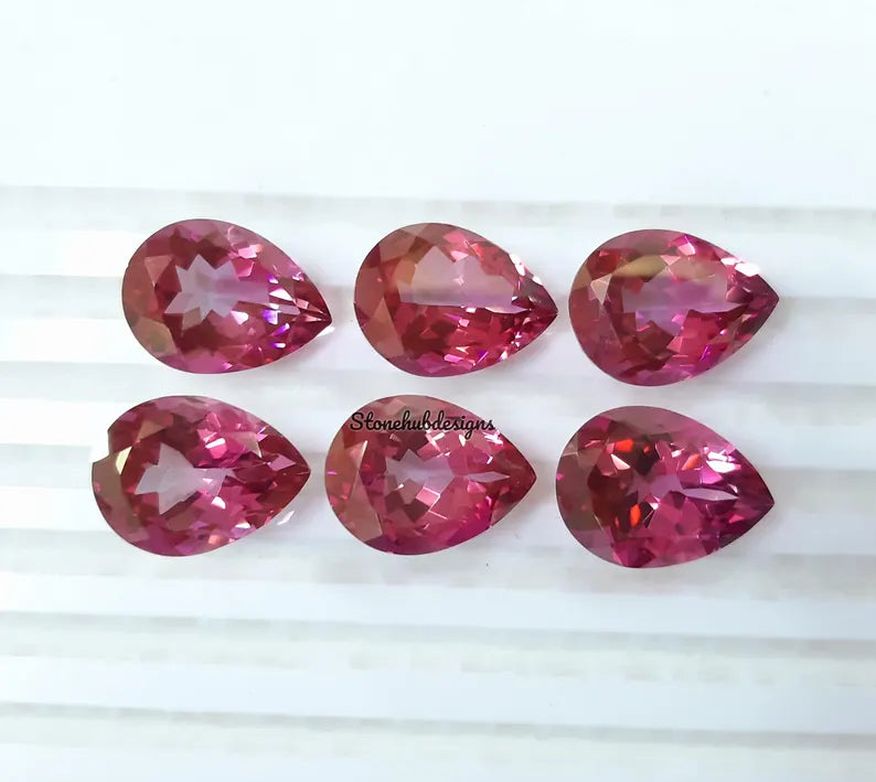 10x14MM, 12x16MM, 13x18MM, 15x20MM Natural Pink Topaz Faceted Pear Cut Gemstone, AAA Pink Topaz Pear Cut Calibrated Size Loose Gemstone