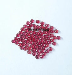 2MM, 2.50MM, 3MM RUBY Faceted Round Loose Gemstone, Ruby Round Faceted Loose Gemstone, Glass Filling Ruby Faceted Loose stone for Jewelry