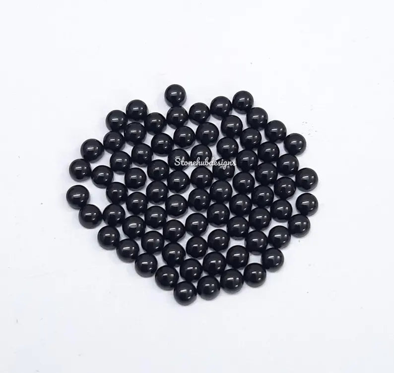 2MM, 2.50MM, 3MM AAA Black Onyx Round Cabochon Stone , AAA 100% Natural Black Onyx Round Flat back Cabochon loose gemstone