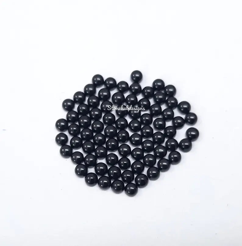 2MM, 2.50MM, 3MM AAA Black Onyx Round Cabochon Stone , AAA 100% Natural Black Onyx Round Flat back Cabochon loose gemstone