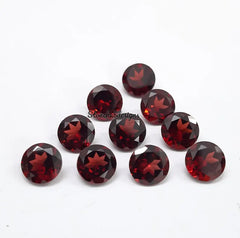 7MM, 8MM Natural Mozambique Garnet Faceted Round Cut Loose Gemstone, AAA Red Garnet Faceted Round Loose Calibrated Cut For Jewelry