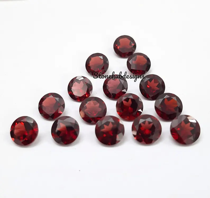 9MM, 10MM Natural Mozambique Garnet Faceted Round Cut Loose Gemstone, AAA Red Garnet Faceted Round Loose Calibrated Cut For Jewelry