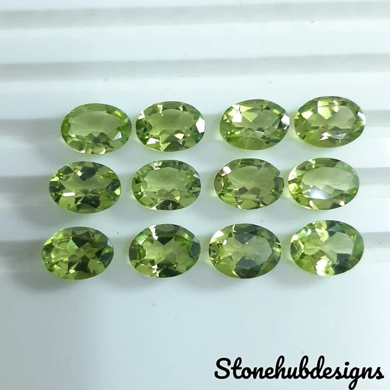 6x8MM, 7x9MM, 8x10MM Natural Peridot Faceted Oval Cut Stone, AAA Green Peridot faceted Oval Cut Calibrated Size loose Stone For Jewelry