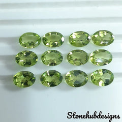 6x8MM, 7x9MM, 8x10MM Natural Peridot Faceted Oval Cut Stone, AAA Green Peridot faceted Oval Cut Calibrated Size loose Stone For Jewelry