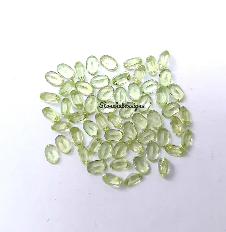 2x3MM, 3x4MM Natural Peridot Faceted Oval Cut Gemstone, AAA Green Peridot Faceted Oval Loose Calibrated Cut Stone for jewelry