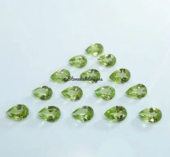 3x5MM, 4x6MM, 5x7MM Natural Peridot Faceted Pear Cut Gemstone, AAA Green Peridot faceted Pear Calibrated Size loose stone For Jewelry Making