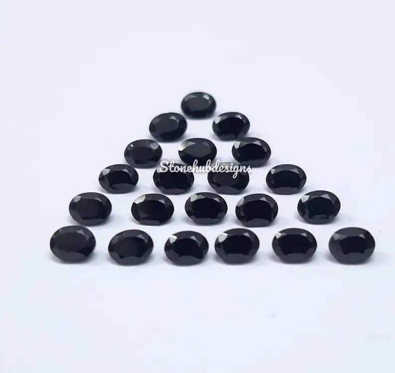 4x6MM, 5x7MM, 6x8MM Natural Black Onyx faceted Oval Cut Gemstone, AAA BLACK ONYX faceted Oval Loose Calibrated Cut For jewelry