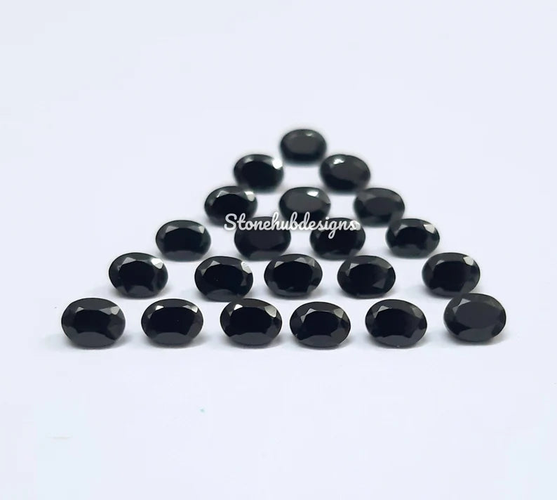 4x6MM, 5x7MM, 6x8MM Natural Black Onyx faceted Oval Cut Gemstone, AAA BLACK ONYX faceted Oval Loose Calibrated Cut For jewelry