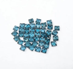 2MM, 2.5MM, 3MM Natural London Blue Topaz Faceted Square cut Gemstone, AAA London Topaz faceted Square Loose Calibrated Cut Size for Jewelry