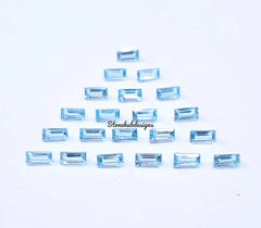 1.5x3MM, 2x3MM Swiss Blue Topaz Faceted Baguette Cut Gemstone, AAA Natural Blue Swiss Topaz Faceted Baguette Loose Cut Stone For Jewelry