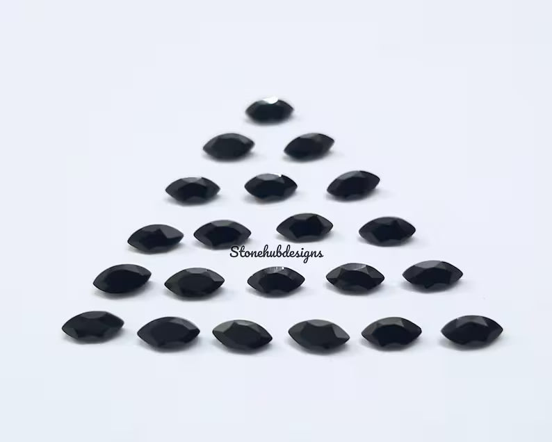 1.5x3MM, 2x4MM, 2.5x5MM Natural Black Onyx Faceted Marquise Cut Gemstone, AAA Black Onyx Marquise Loose Calibrated Cut Gemstone For Jewelry