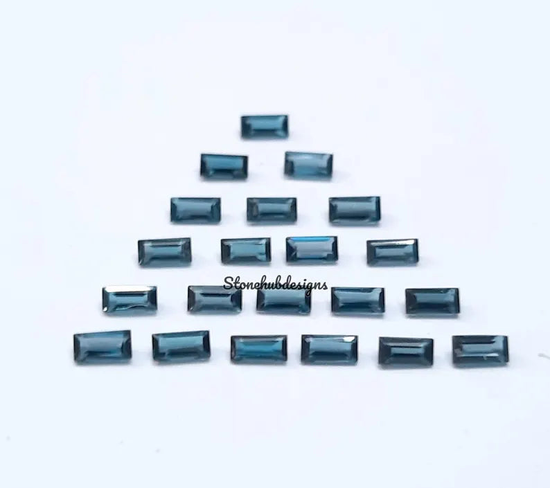 1.5x3MM, 2x3MM London Blue Topaz Faceted Baguette Cut Gemstone, AAA Natural Blue London Topaz Faceted Baguette Loose Cut Stone For Jewelry