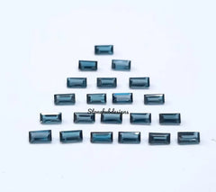 1.5x3MM, 2x3MM London Blue Topaz Faceted Baguette Cut Gemstone, AAA Natural Blue London Topaz Faceted Baguette Loose Cut Stone For Jewelry