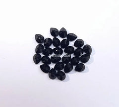 2x3MM, 3x4MM, 3x5MM Natural Black Onyx Faceted Pear Cut Gemstone, AAA Black Onyx Faceted Pear Loose Calibrated Cut Stone for Jewelry