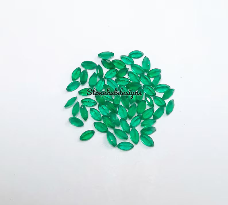 1.5x3MM, 2x4MM, 2.5x5MM Natural Green Onyx faceted Marquise Cut Gemstone, AAA GREEN ONYX faceted Marquise Loose Calibrated Cut For jewelry