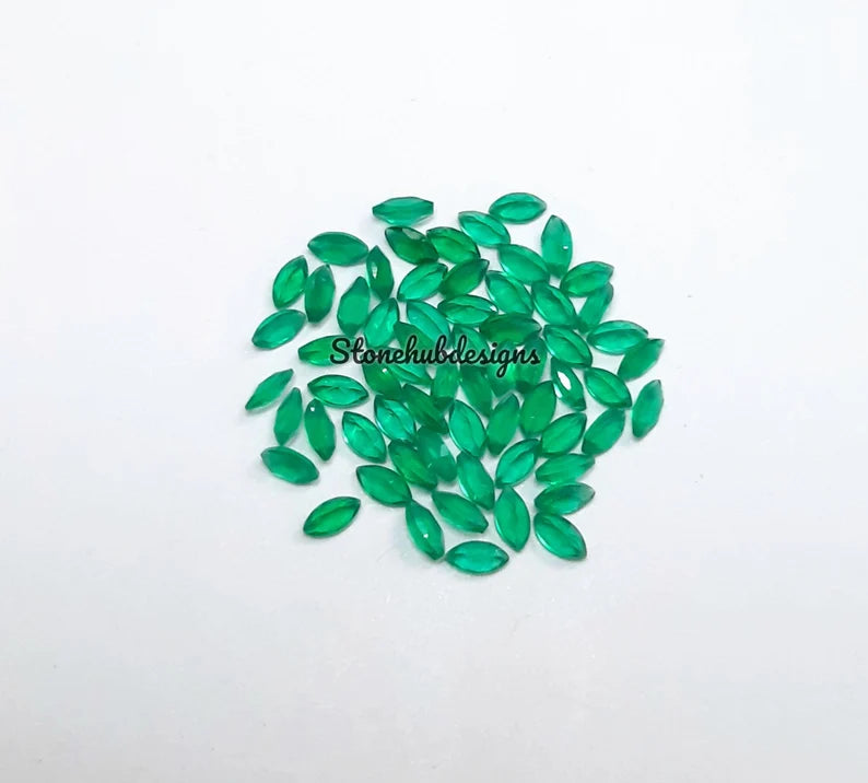 1.5x3MM, 2x4MM, 2.5x5MM Natural Green Onyx faceted Marquise Cut Gemstone, AAA GREEN ONYX faceted Marquise Loose Calibrated Cut For jewelry