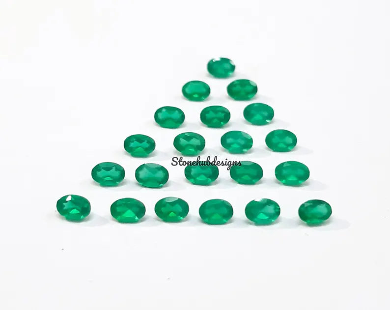 2x3MM, 3x4MM, 3x5MM Natural Green Onyx faceted Oval Cut Gemstone, AAA GREEN ONYX faceted Oval Loose Calibrated Cut For jewelry making