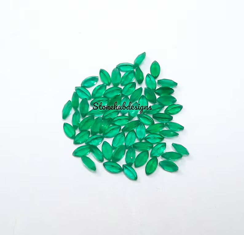 1.5x3MM, 2x4MM, 2.5x5MM Natural Green Onyx faceted Marquise Cut Gemstone, AAA GREEN ONYX faceted Marquise Loose Calibrated Cut For jewelry