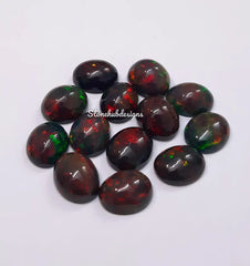 9x11MM, 10x12MM Natural Ethiopian Black Opal Cabochon Oval Gemstone , AAA Black Ethiopian Opal Smooth Oval Cabs Loose stone For Jewelry