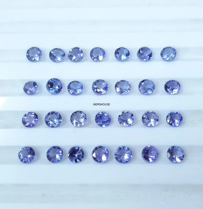 2.50MM, 3MM, 4MM Natural Tanzanite Faceted Round Cut Gemstone, AAA Blue Tanzanite Faceted Round Cut Calibrated Loose Gemstone for Jewelry