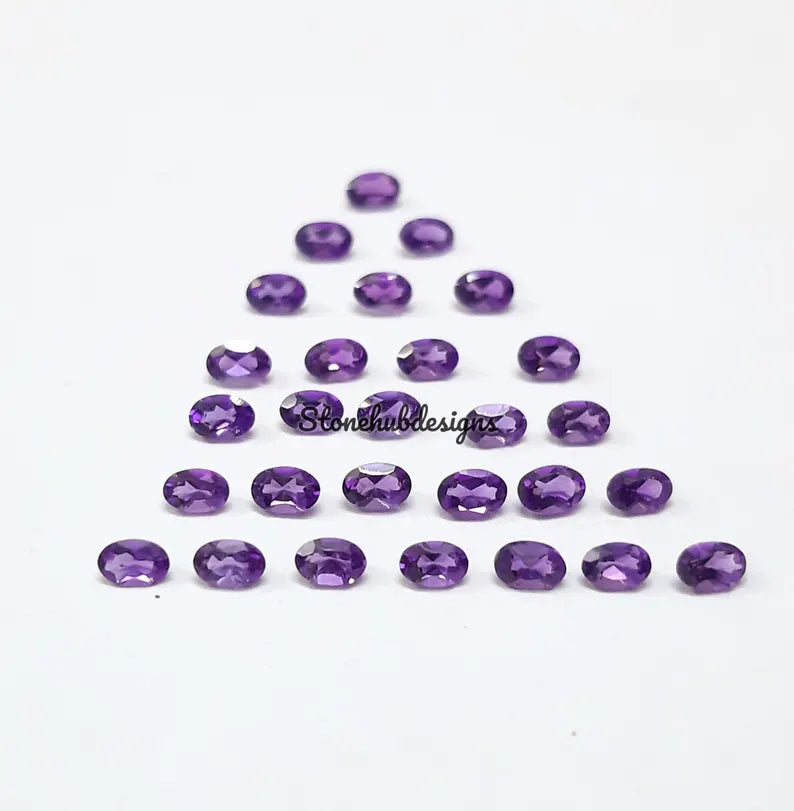 2x3MM, 3x4MM Natural Amethyst Faceted Oval cut Gemstone, AAA Purple Amethyst Faceted Oval Loose Calibrated Cut Stone For Jewelry Making