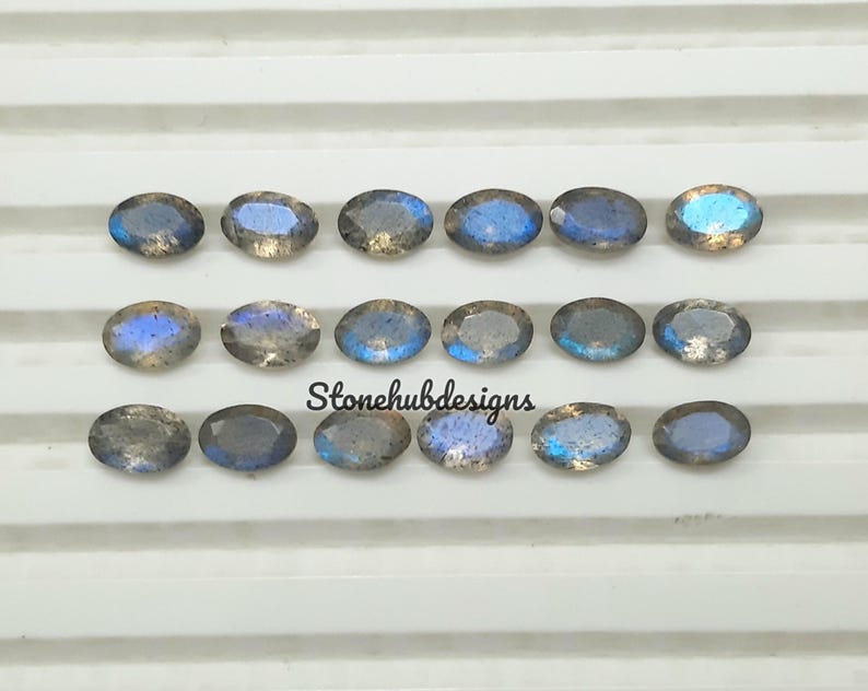 6x8MM, 7x9MM, 8x10MM, 9x11MM Natural Labradorite Faceted Oval Cut Stone, AAA Blue Flash Labradorite Oval Calibrated Cut Stone For Jewelry