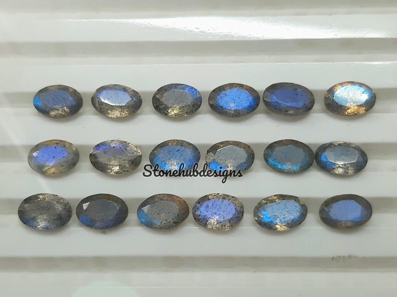 6x8MM, 7x9MM, 8x10MM, 9x11MM Natural Labradorite Faceted Oval Cut Stone, AAA Blue Flash Labradorite Oval Calibrated Cut Stone For Jewelry