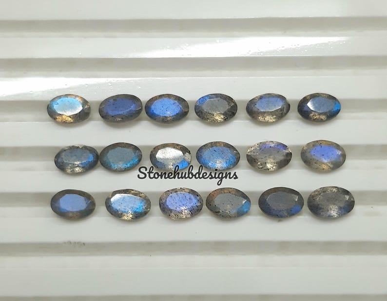 6x8MM, 7x9MM, 8x10MM, 9x11MM Natural Labradorite Faceted Oval Cut Stone, AAA Blue Flash Labradorite Oval Calibrated Cut Stone For Jewelry