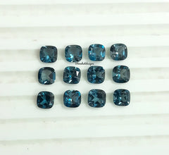 4MM, 5MM, 6MM Natural London Blue Topaz Faceted Cushion cut Gemstone, AAA London Topaz faceted Cushion Calibrated Size for Jewelry