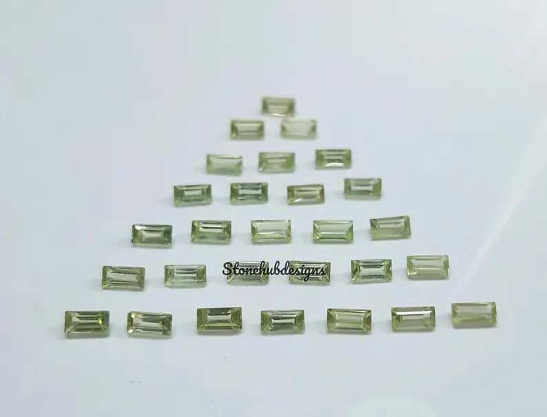 1.5x3MM, 2x3MM, 2x4MM Natural Peridot Faceted Baguette Cut Gemstone, AAA Green Peridot Baguette Calibrated Size loose Gemstone for jewelry