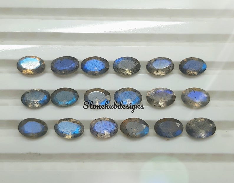 6x8MM, 7x9MM, 8x10MM, 9x11MM Natural Labradorite Faceted Oval Cut Stone, AAA Blue Flash Labradorite Oval Calibrated Cut Stone For Jewelry