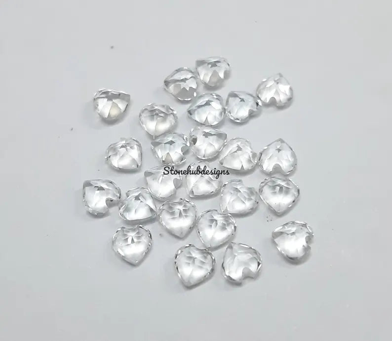 3MM, 4MM, 5MM Natural White Topaz Faceted Heart Cut Gemstone, AAA White Topaz Faceted Heart Loose Calibrated Cut Stone for jewelry