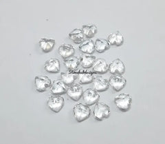 3MM, 4MM, 5MM Natural White Topaz Faceted Heart Cut Gemstone, AAA White Topaz Faceted Heart Loose Calibrated Cut Stone for jewelry